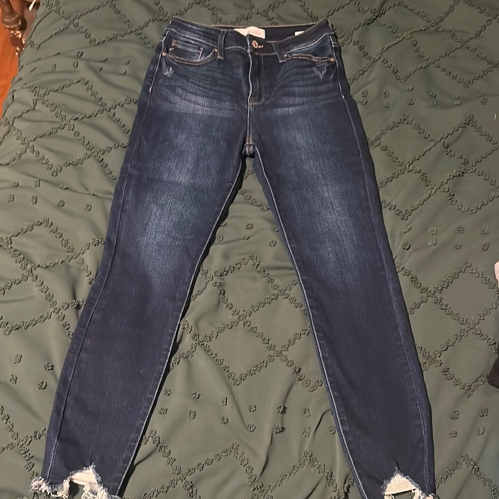 KanCan Blue Skinny Jeans with Distressed Hem